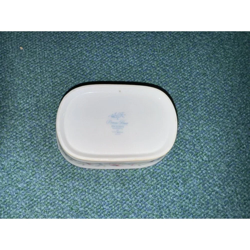 Princess House Exclusive Floral Ribbon Soap Dish Porcelain Vintage Bathroom Deco
